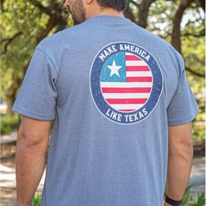 Burlebo “Make America Like Texas” Men’s Tee – Heather Gray  Celebrate American